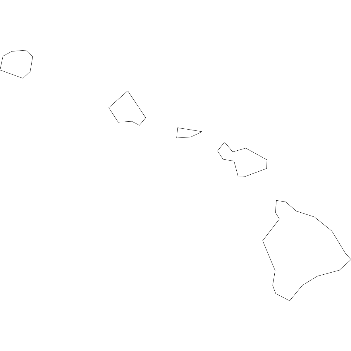 Outlined Map of Hawaii Counties