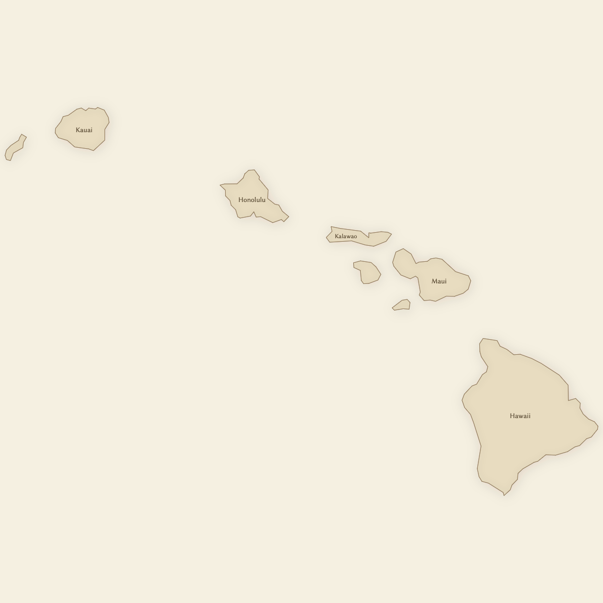 Styled Map of Hawaii Counties (Vintage Theme)