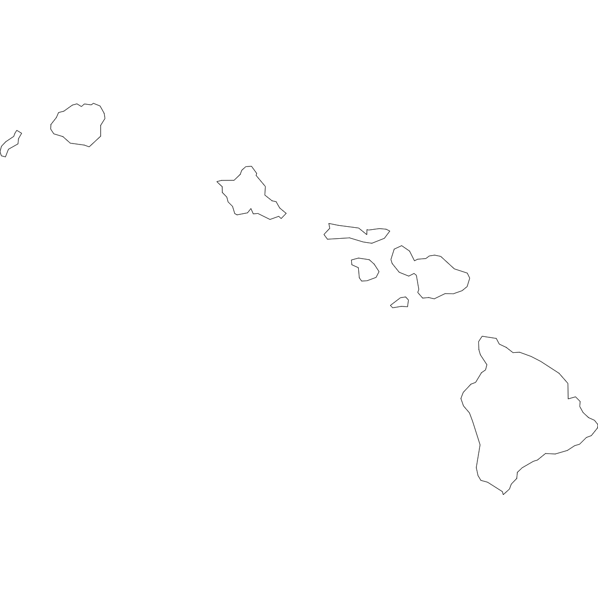 Wireframe Map of Hawaii Counties
