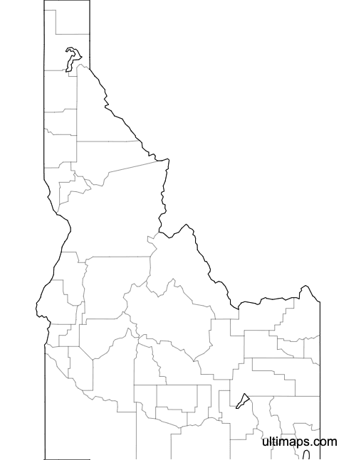 Preview of Blank Map of Idaho Counties (A4)