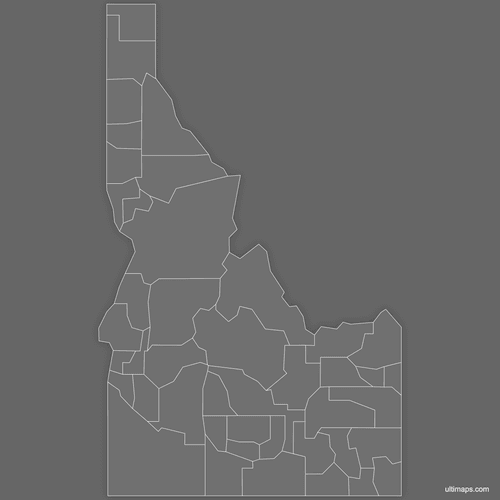 Preview of Blank Map of Idaho Counties (Dark)