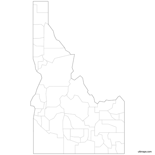 Preview of Outlined Map of Idaho Counties