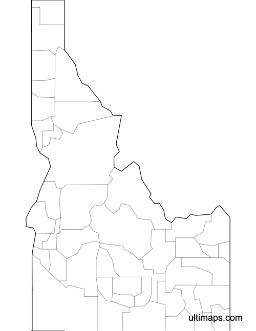 Preview of Outlined Map of Idaho Counties (Letter)