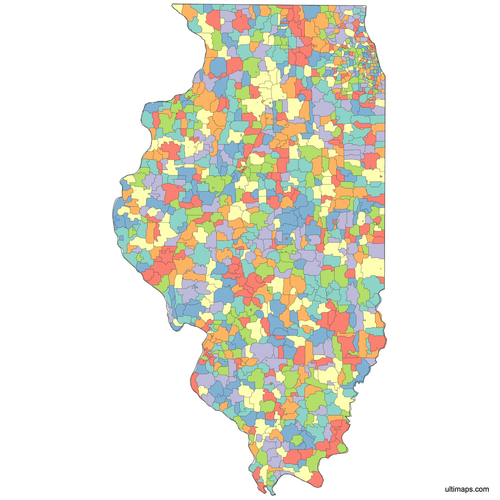 Preview of Colored Illinois ZIP Code Map