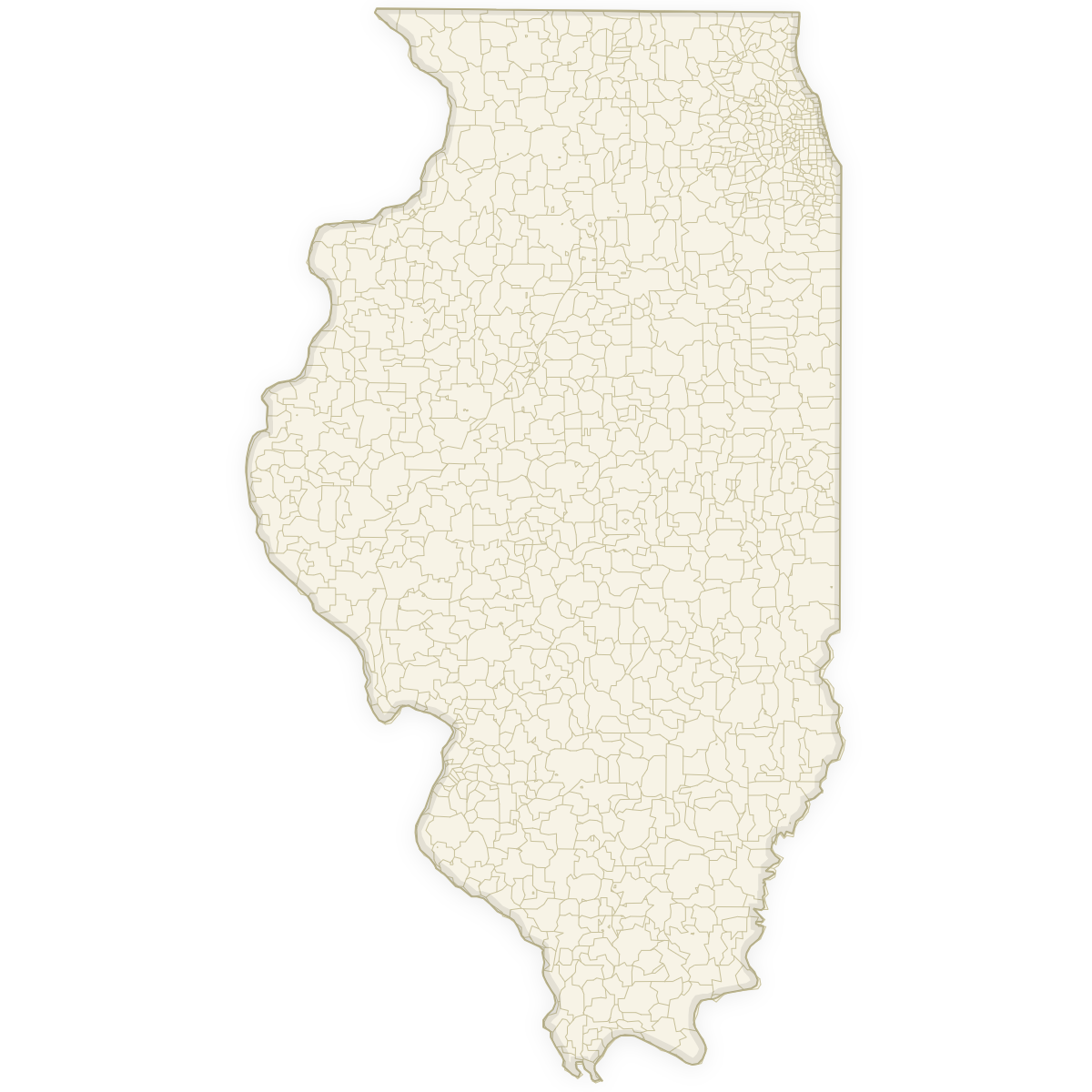 Blank map of Illinois with ZIP Codes