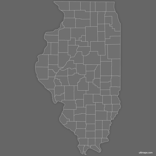 Preview of Blank Map of Illinois Counties (Dark)