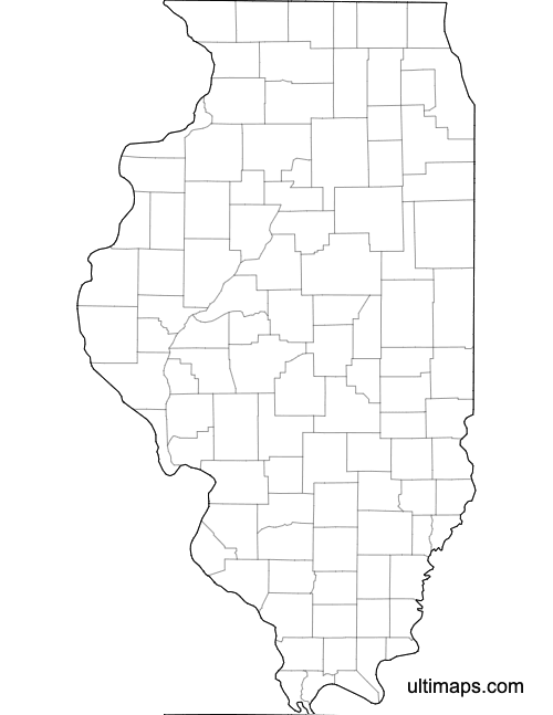 Preview of Blank Map of Illinois Counties (Letter)