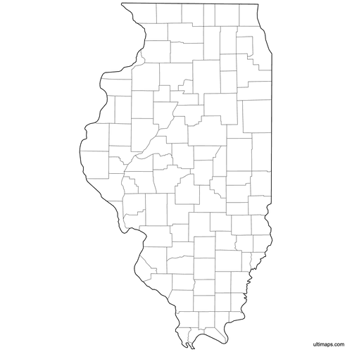 Preview of Outlined Map of Illinois Counties