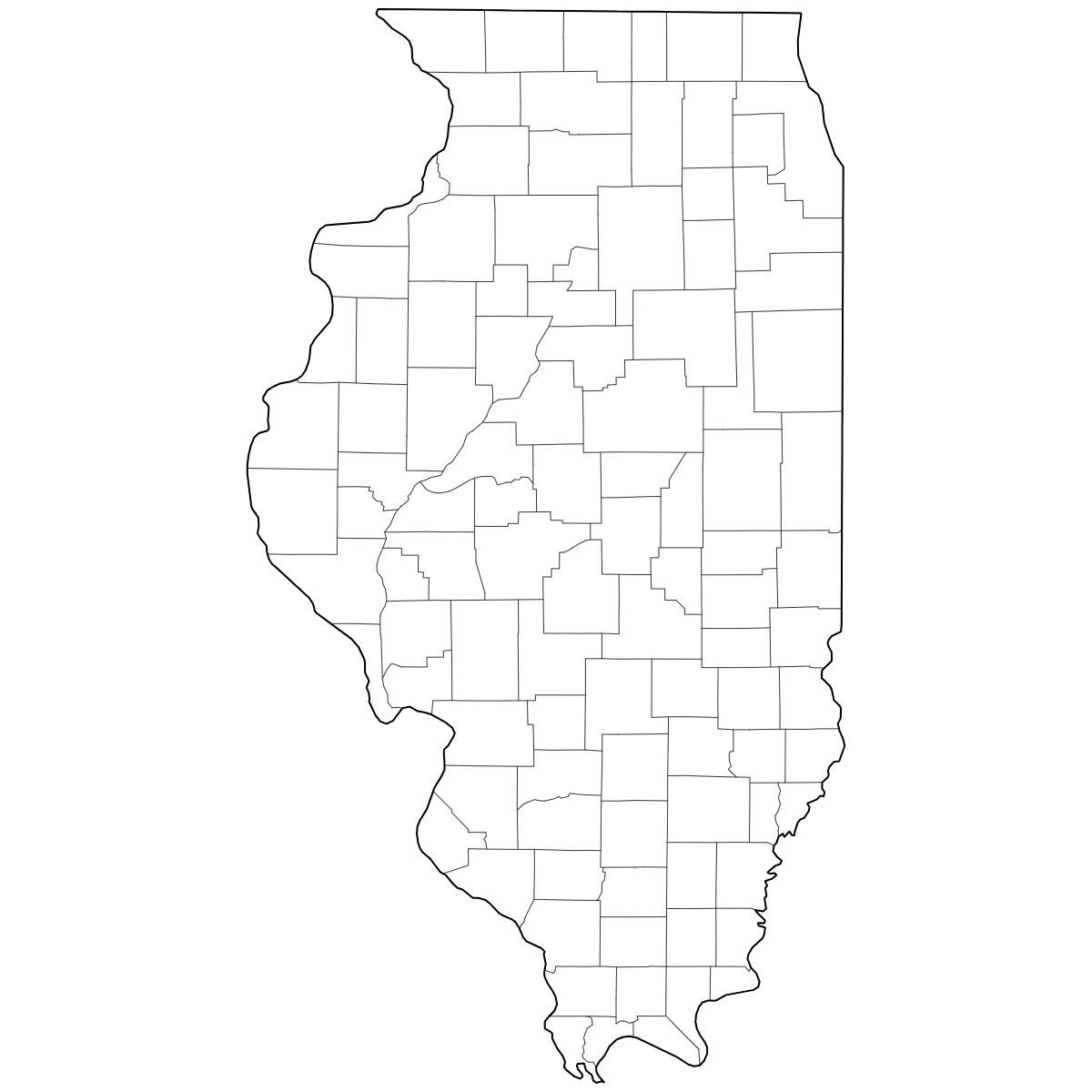Outlined Map of Illinois Counties