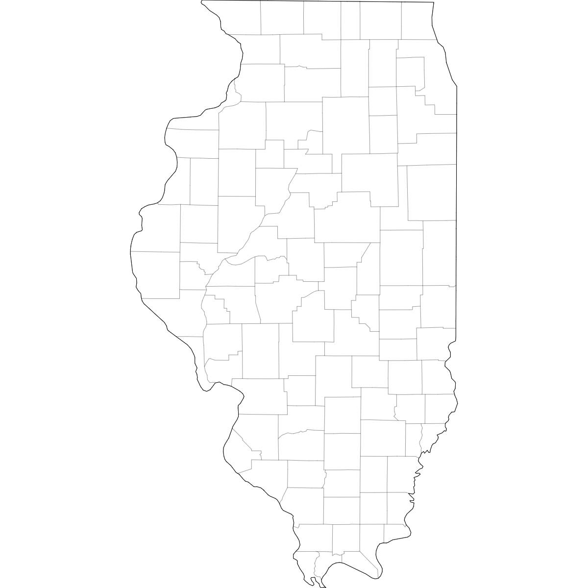 Wireframe Map of Illinois Counties