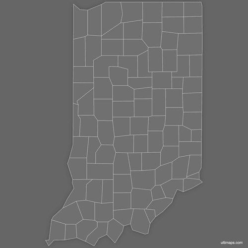 Preview of Blank Map of Indiana Counties (Dark)