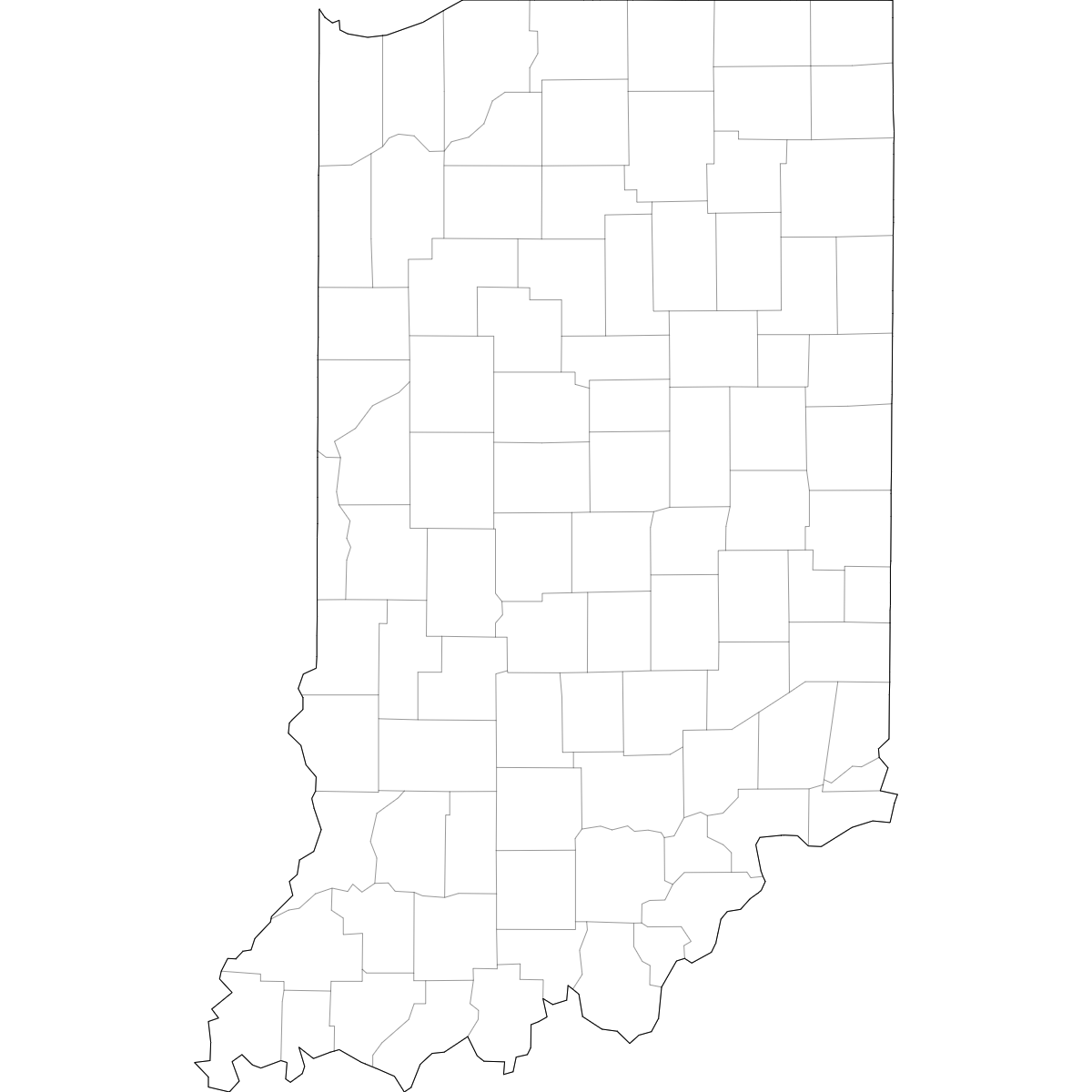 Wireframe Map of Indiana Counties