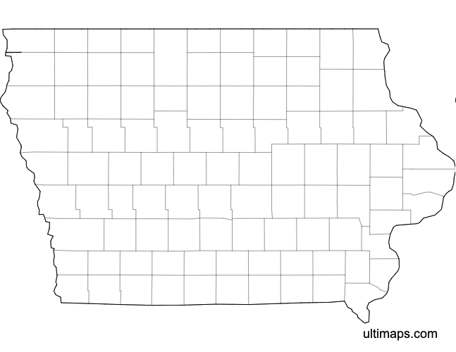 Preview of Blank Map of Iowa Counties (Letter)