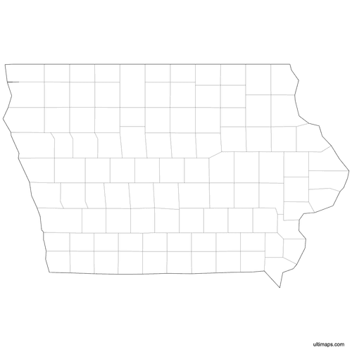 Preview of Outlined Map of Iowa Counties