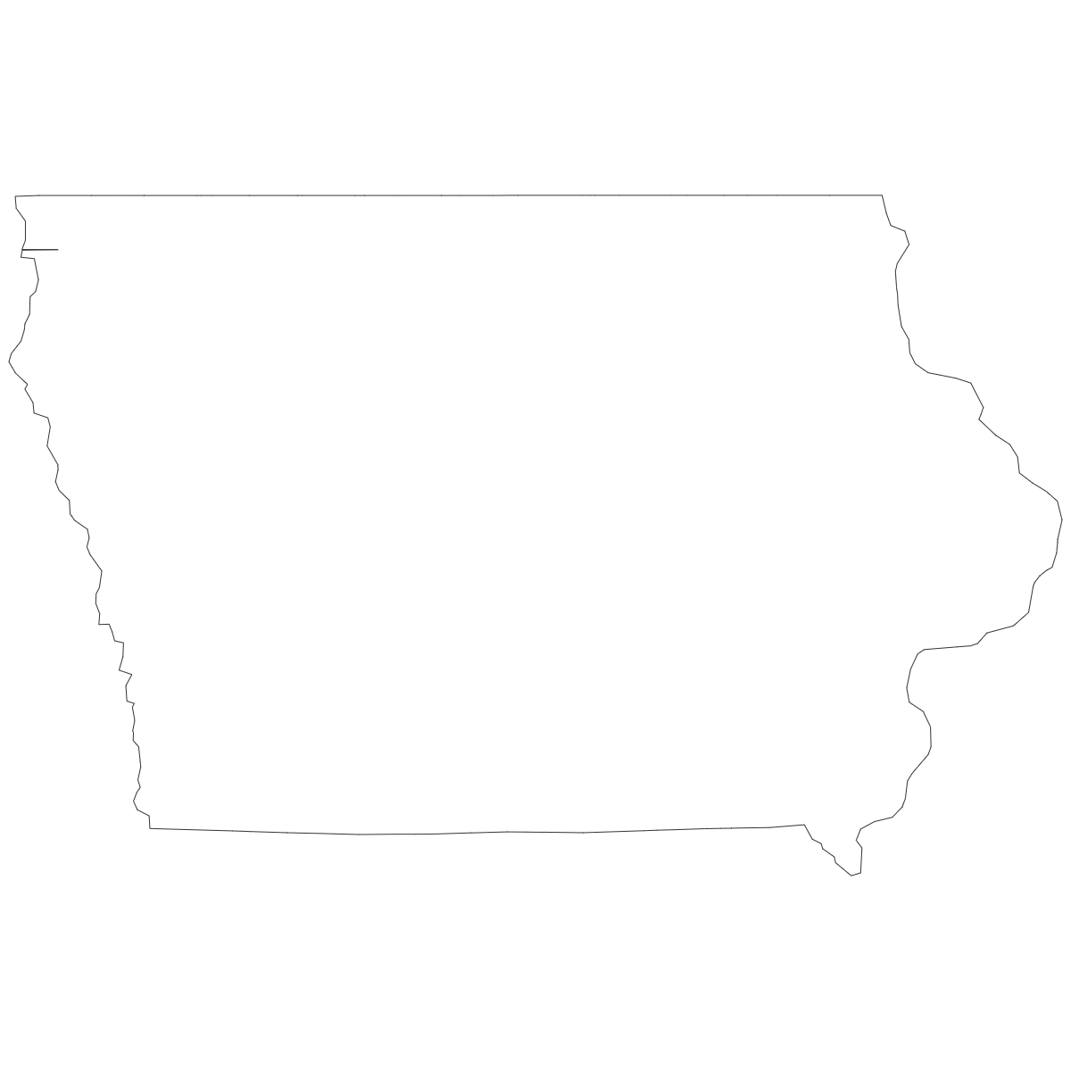 Outline Map of Iowa Counties