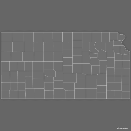 Preview of Blank Map of Kansas Counties (Dark)
