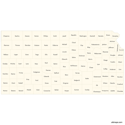 Preview of Labeled Map of Kansas Counties