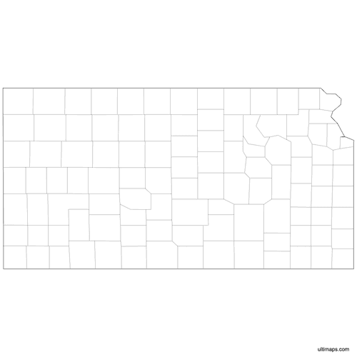 Preview of Outlined Map of Kansas Counties