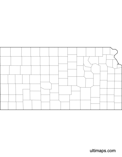 Preview of Outlined Map of Kansas Counties (Letter)