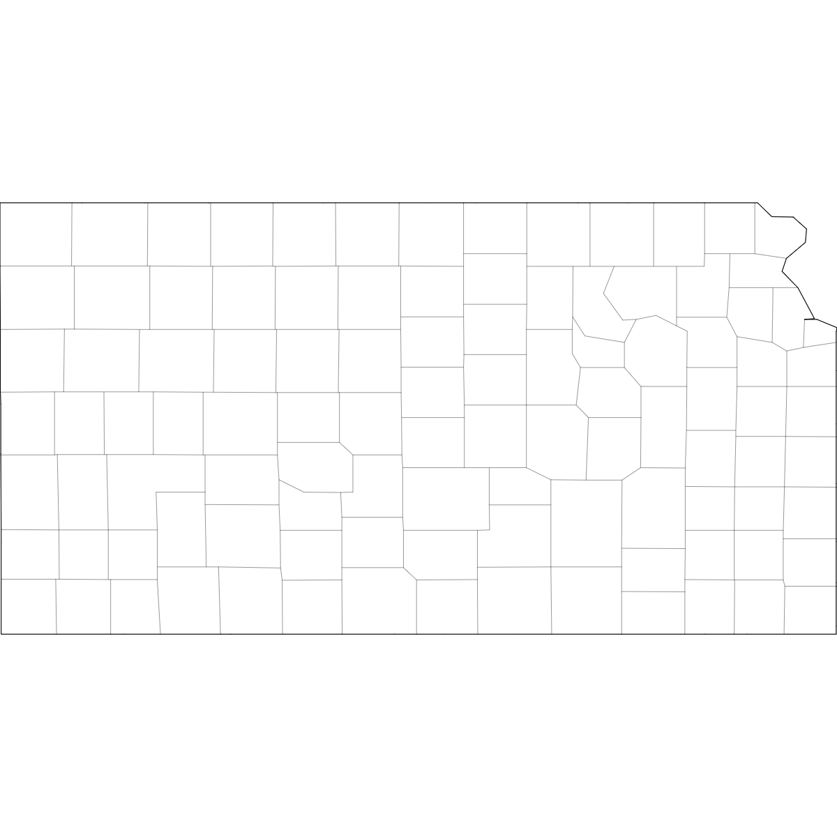 Outlined Map of Kansas Counties