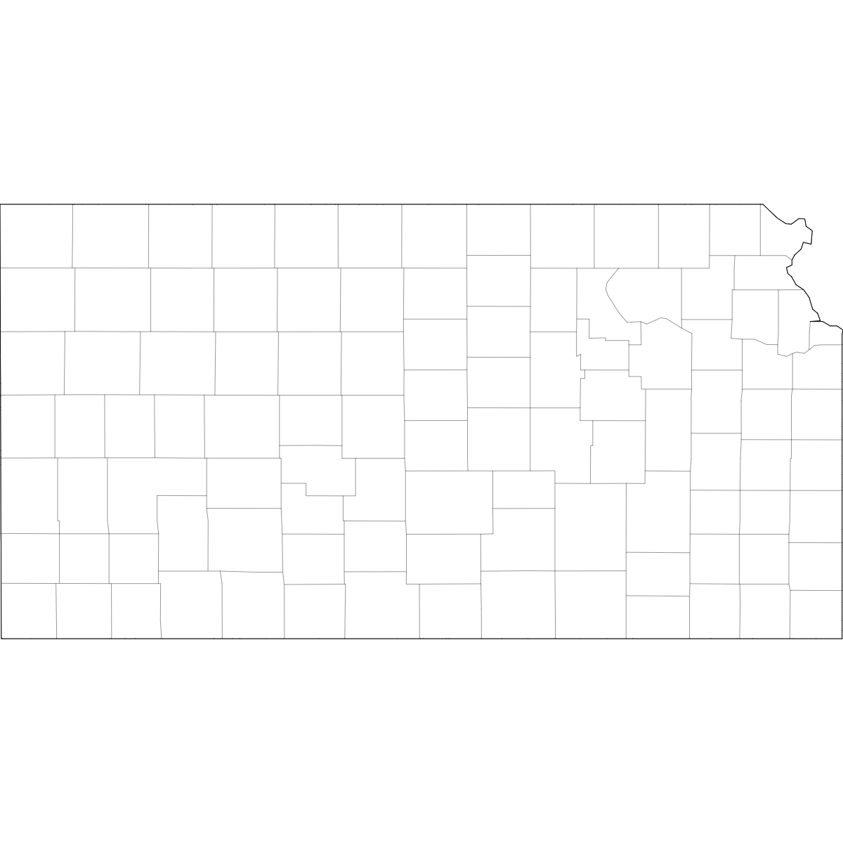Wireframe Map of Kansas Counties
