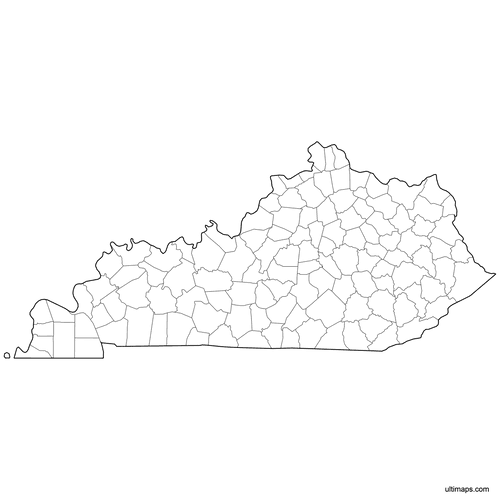 Preview of Outlined Map of Kentucky Counties