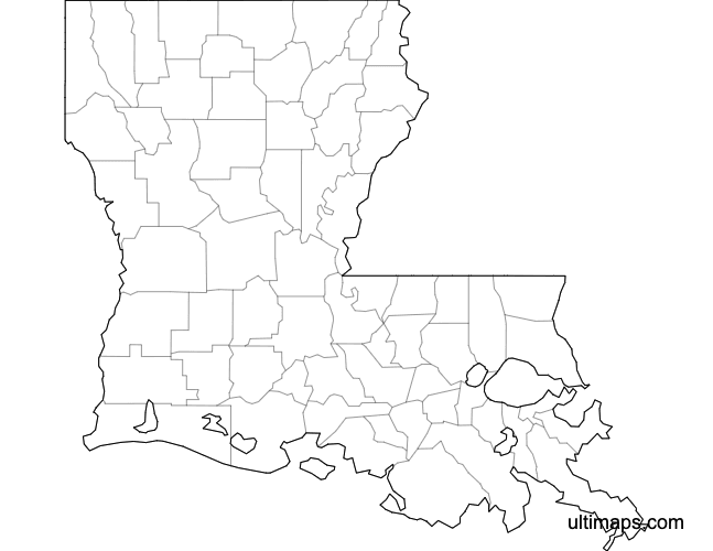 Preview of Blank Map of Louisiana Parishes (A4)