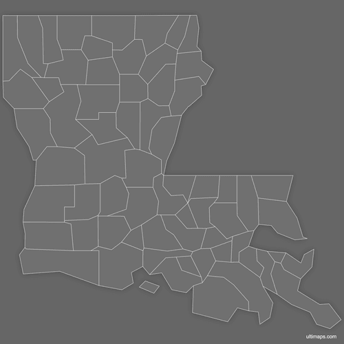 Preview of Labeled Map of Louisiana Counties (Dark)