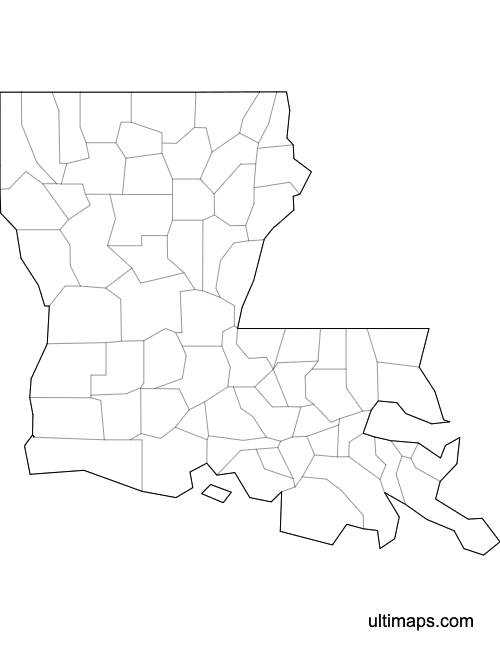Preview of Labeled Map of Louisiana Counties (Letter)