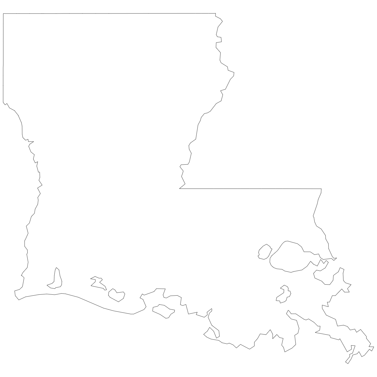 Outline Map of Louisiana Parishes