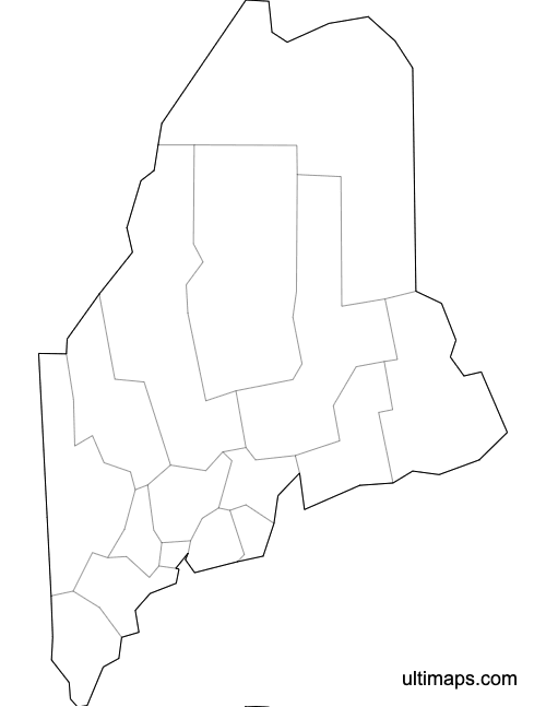 Preview of Blank Map of Maine Counties (Letter)