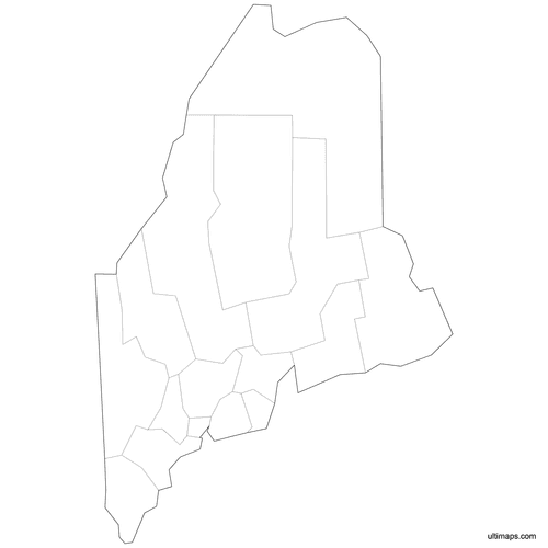 Preview of Outlined Map of Maine Counties
