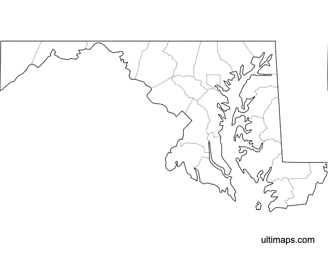 Preview of Blank Map of Maryland Counties (A4)