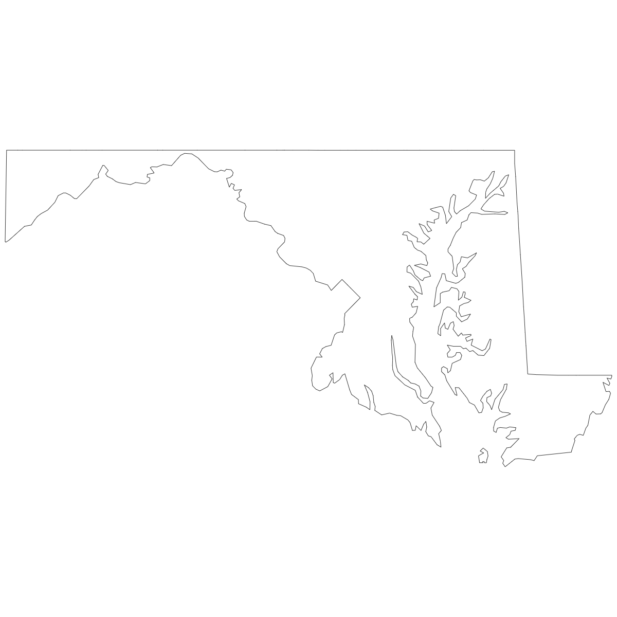 Outline Map of Maryland Counties