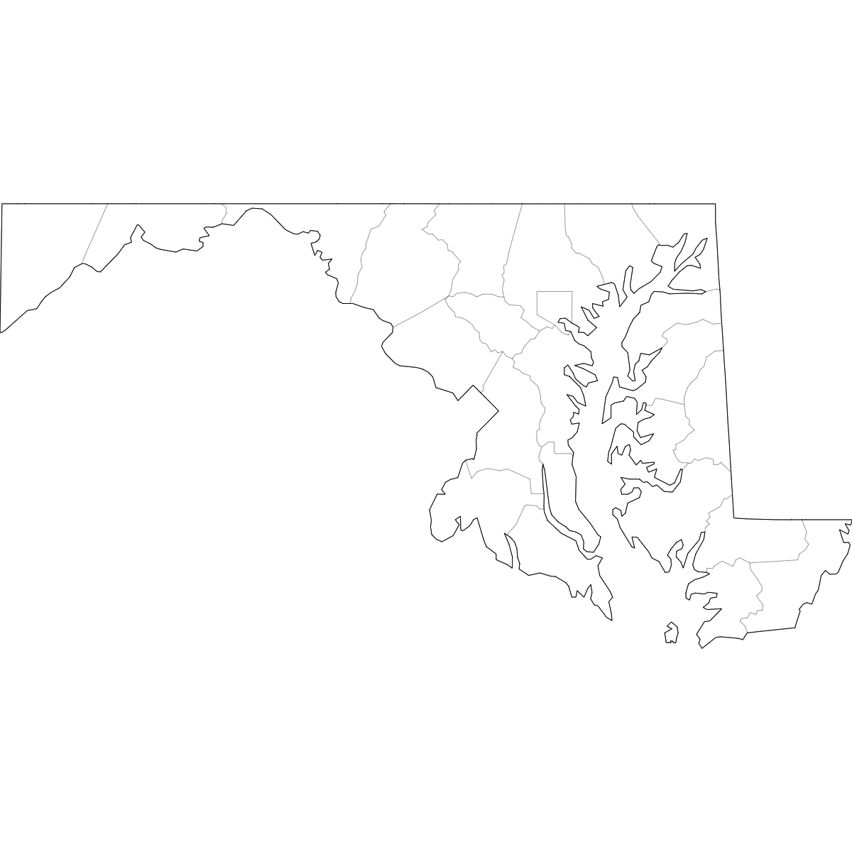 Wireframe Map of Maryland Counties