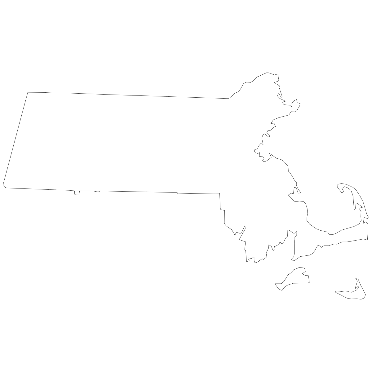 Outline Map of Massachusetts Counties