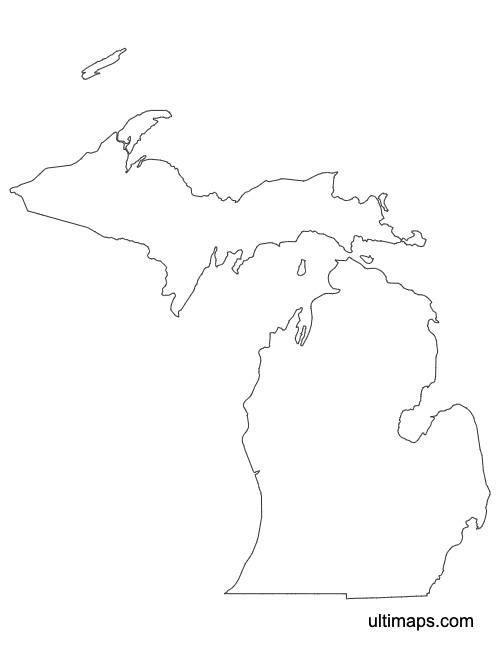 Preview of Outline Map of Michigan Counties (A4)