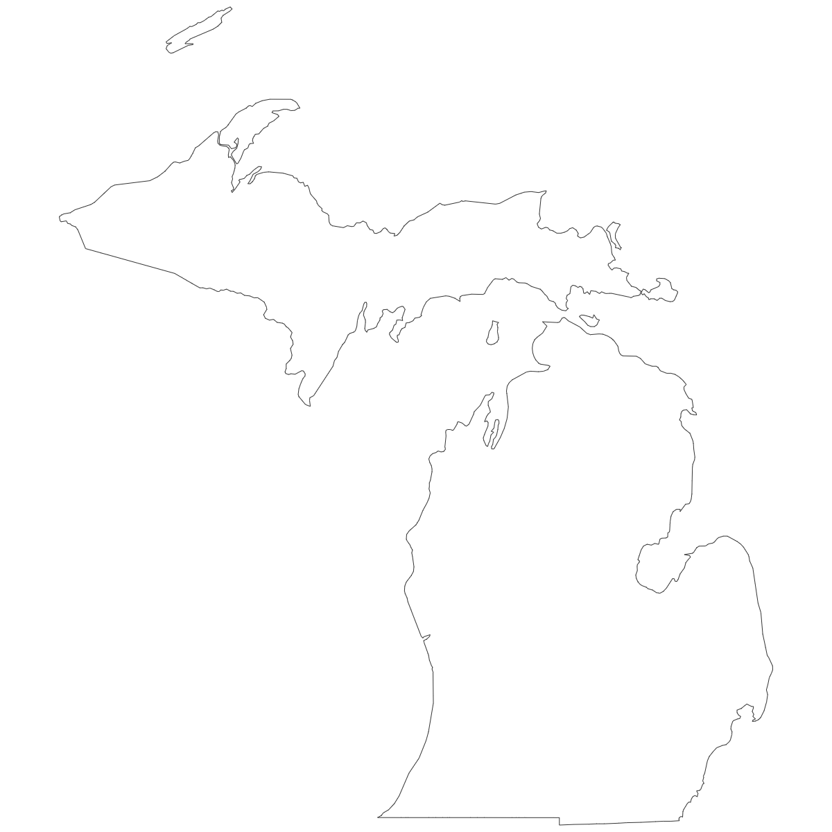 Outline Map of Michigan Counties