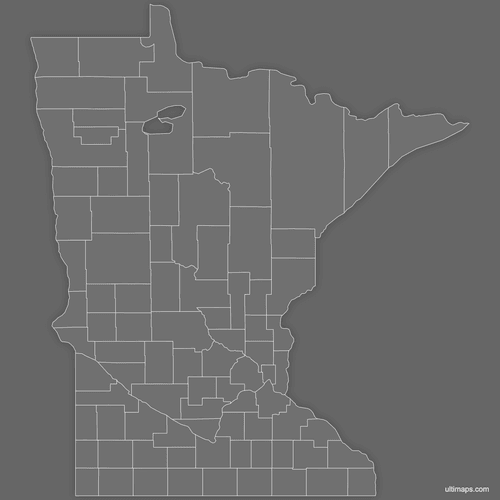 Preview of Blank Map of Minnesota Counties (Dark)