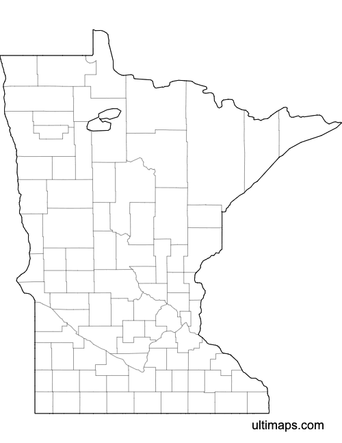 Preview of Blank Map of Minnesota Counties (Letter)
