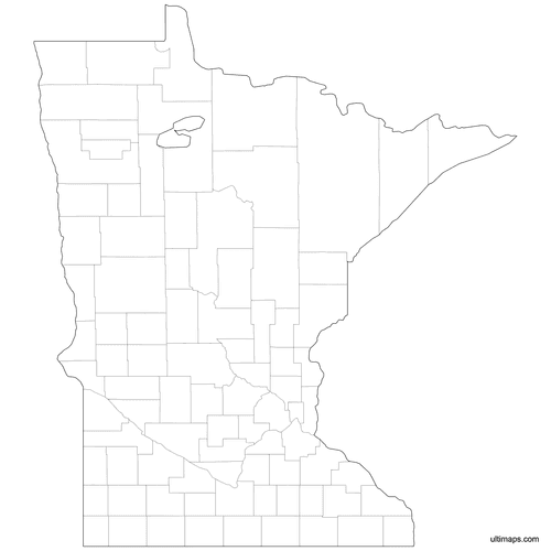Preview of Outlined Map of Minnesota Counties