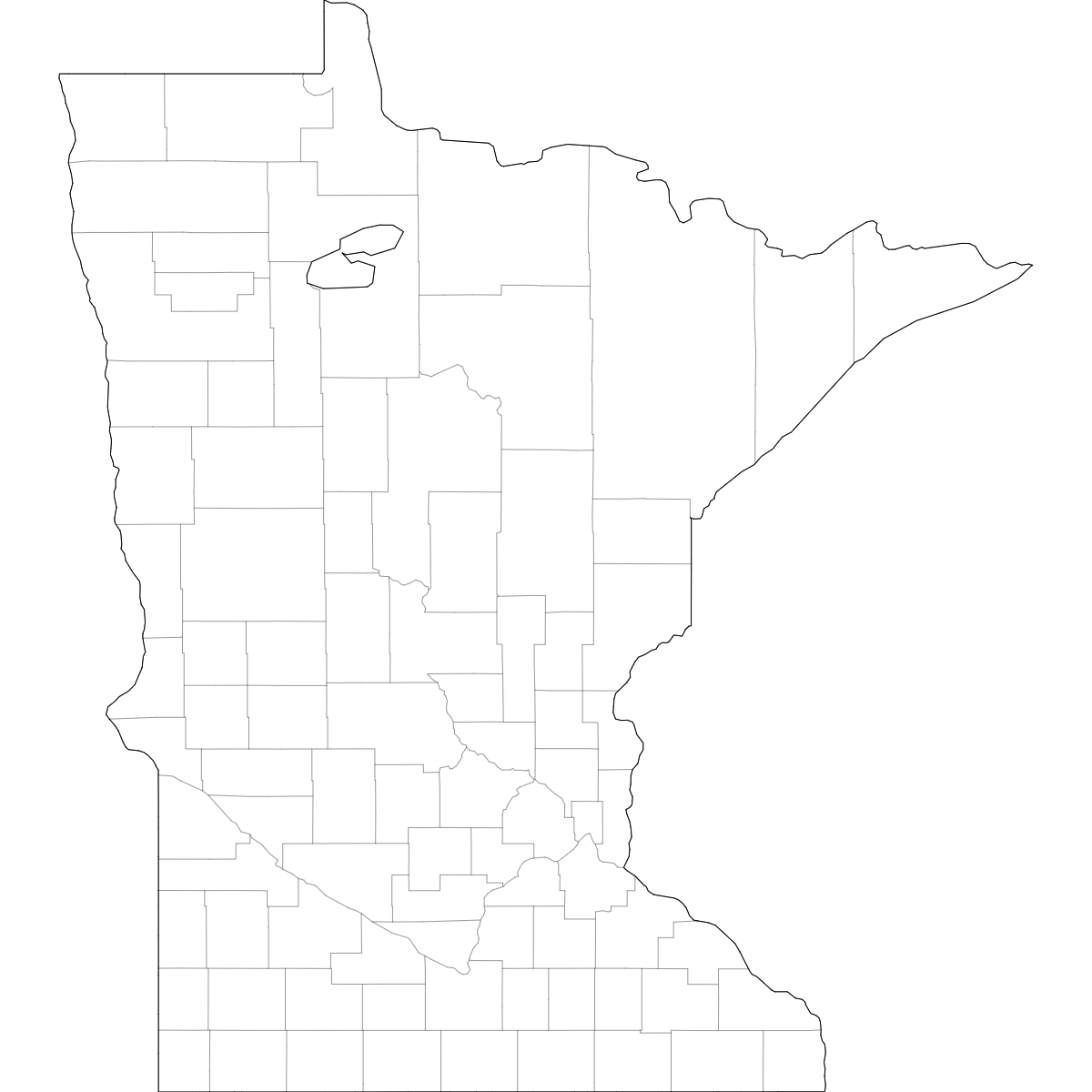 Wireframe Map of Minnesota Counties