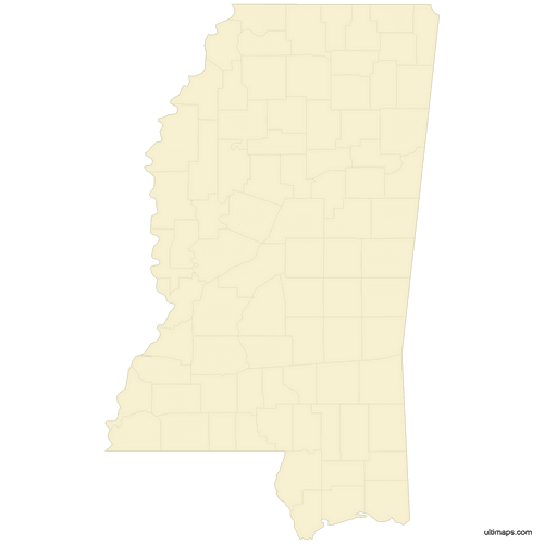 Preview of Blank Map of Mississippi Counties