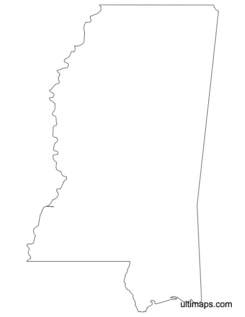 Preview of Outline Map of Mississippi Counties (A4)