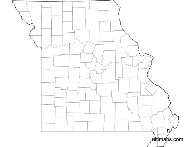 Preview of Blank Map of Missouri Counties (A4)