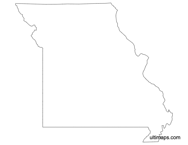 Preview of Outline Map of Missouri Counties (Letter)