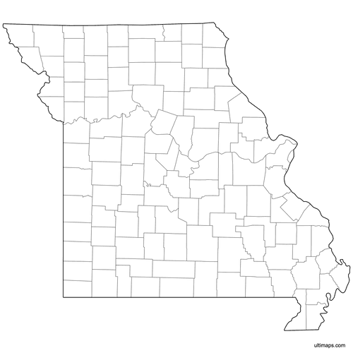 Preview of Outlined Map of Missouri Counties