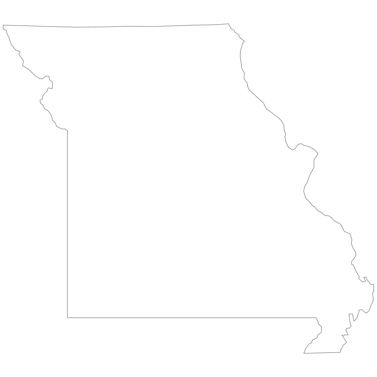 Outline Map of Missouri Counties