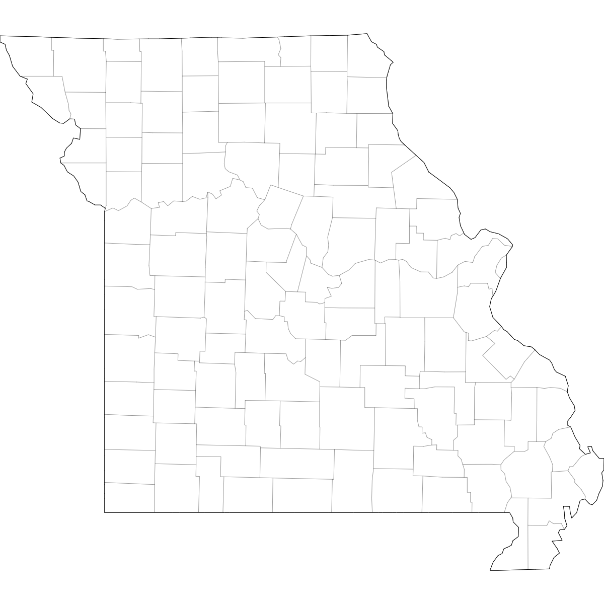 Wireframe Map of Missouri Counties