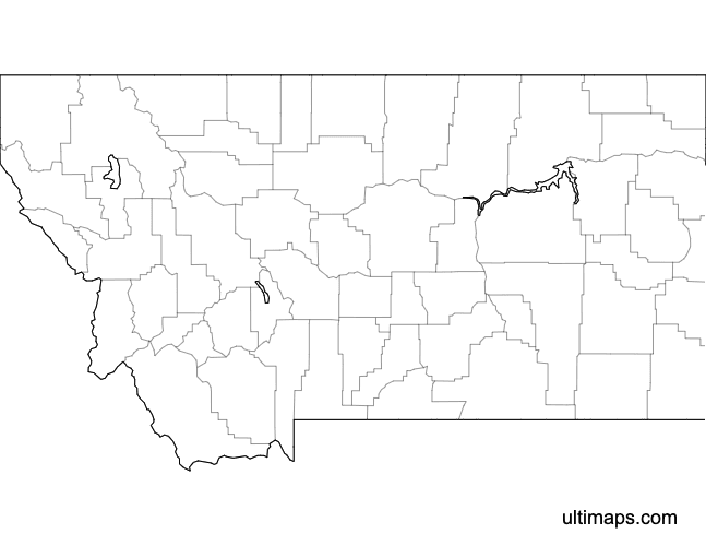 Preview of Blank Map of Montana Counties (A4)